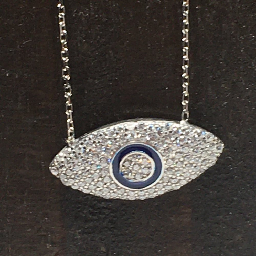 Evil Eye Necklace CZ Sterling Silver